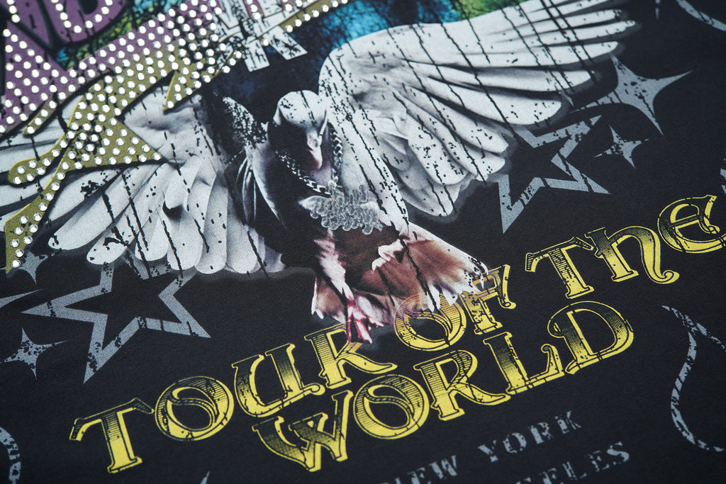 RoughPlay Eagle Tour Graphic Distressed Sleeveless Tee Vintage Rock Streetwear Tank Top