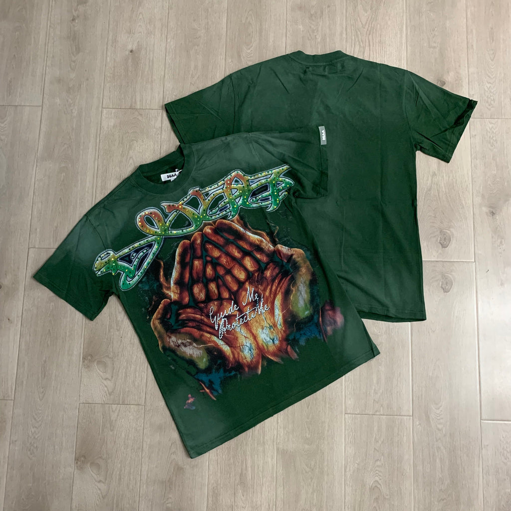 DUAA Praying Hands Vintage Graphic T‑Shirt