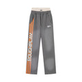 RoughPlay Dark‑Grey Orange Side Stripe Letter Straight Leg Sweatpants