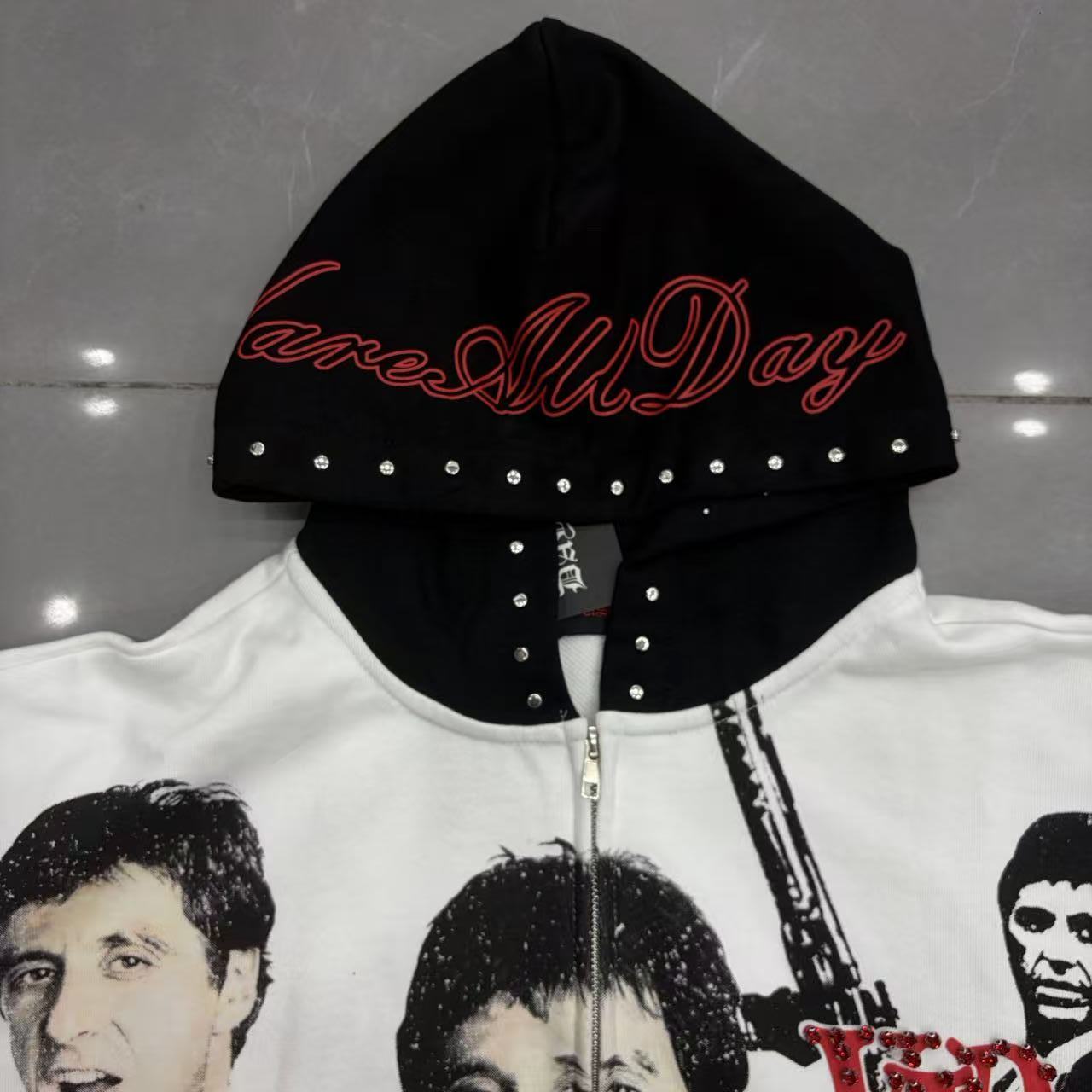Vareallday Scarface Movie Graphic Zip Up Hoodie