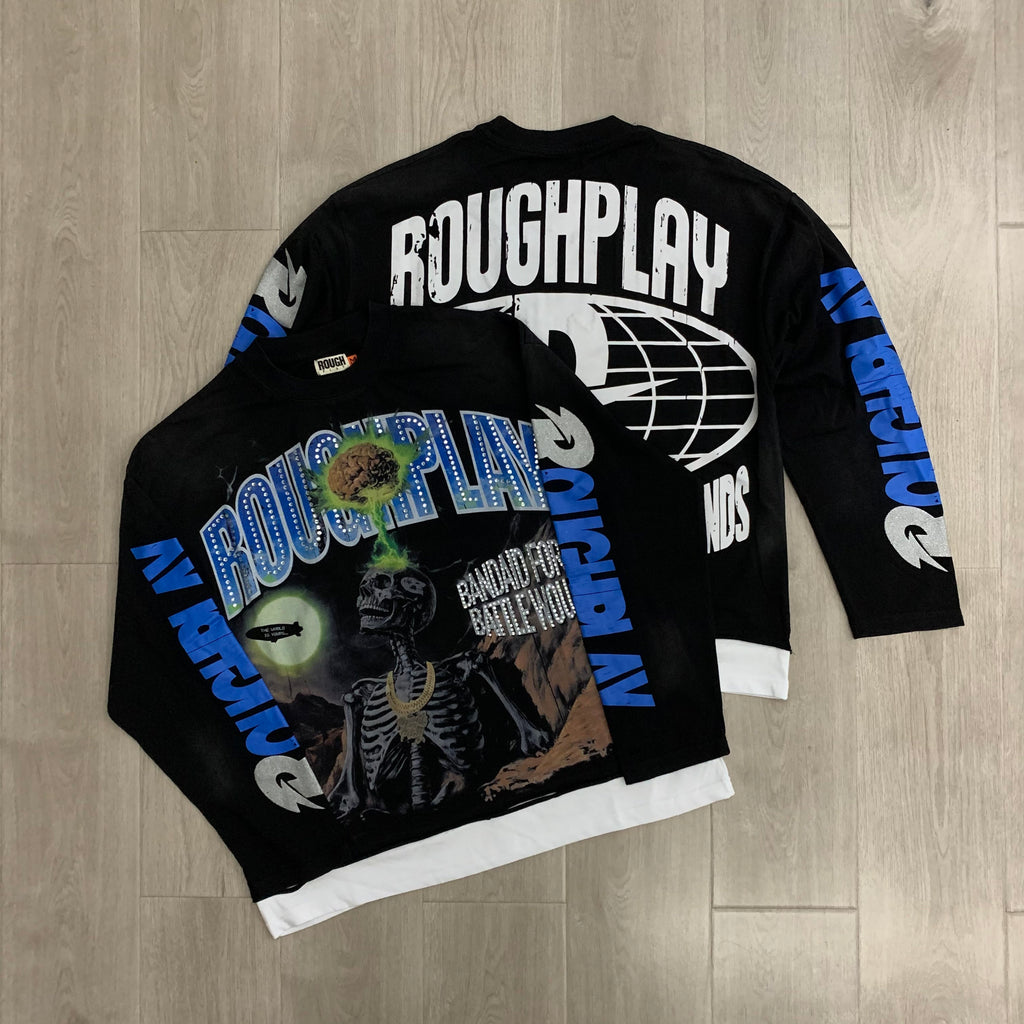 RoughPlay Cosmic Skeleton Graphic Distressed Long Sleeve Tee