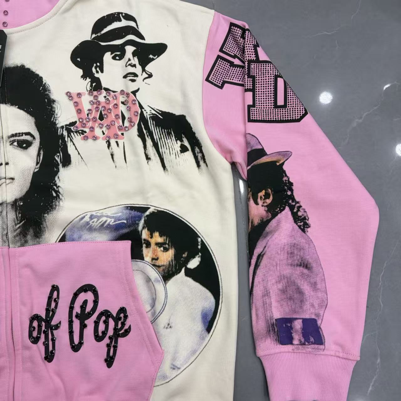 Vareallday Michael Jackson King of Pop Graphic Zip Up Hoodie