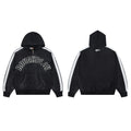 RoughPlay Varsity Letter Stripe Zip‑Up Vintage Hoodie
