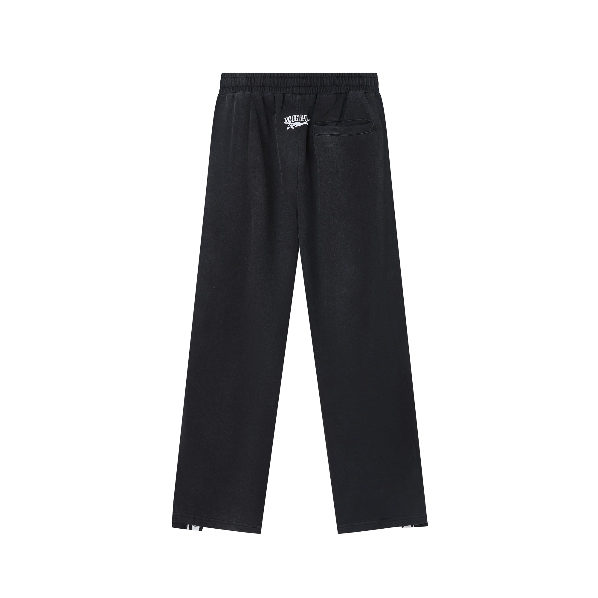 RoughPlay Black Double‑Side White Stripe Straight Leg Sweatpants