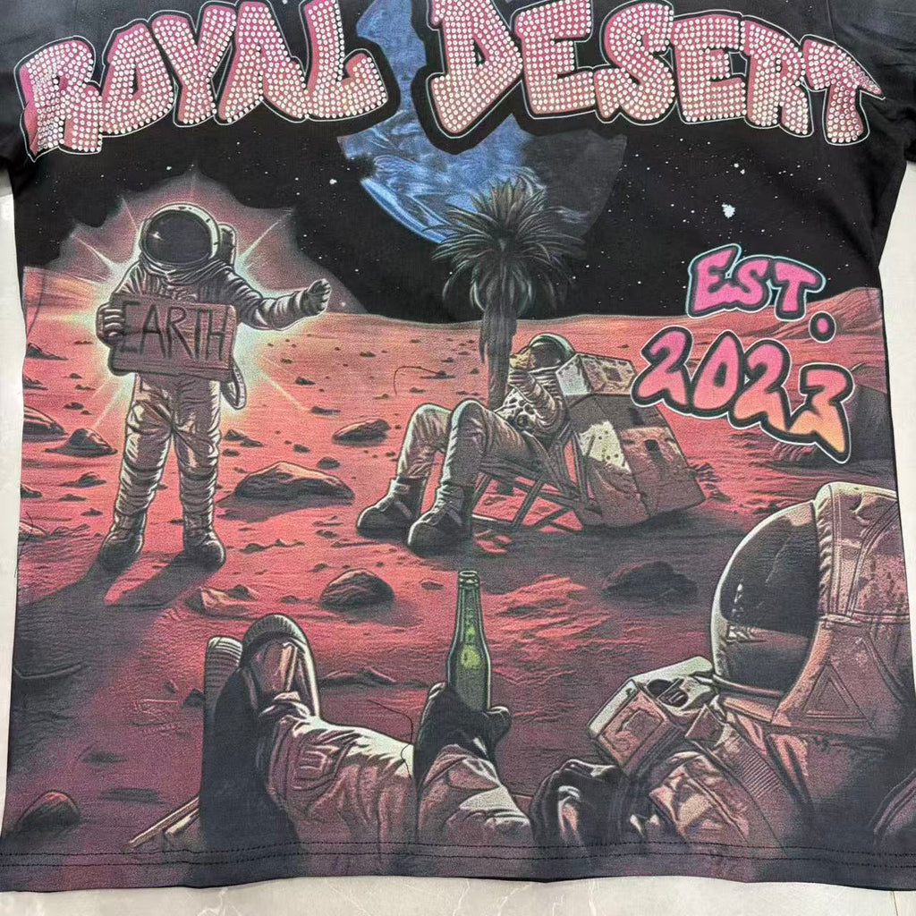 Royal Desert Astronaut Graphic Vintage T‑Shirt