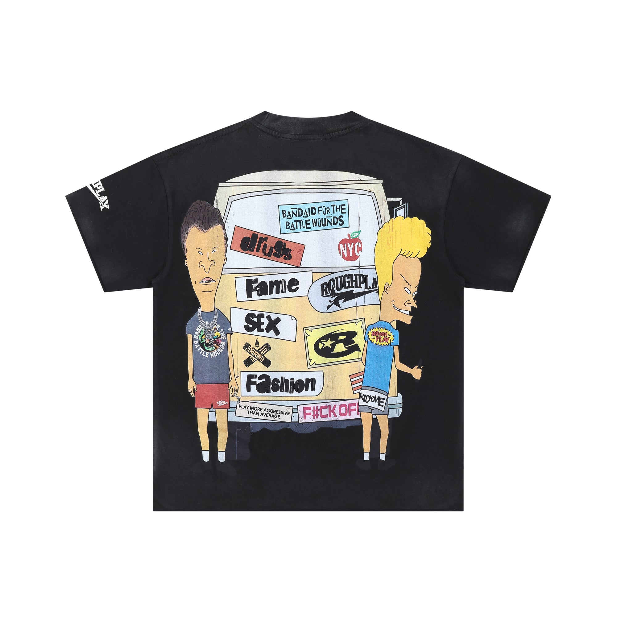 RoughPlay Cartoon Character Graphic Distressed Tee