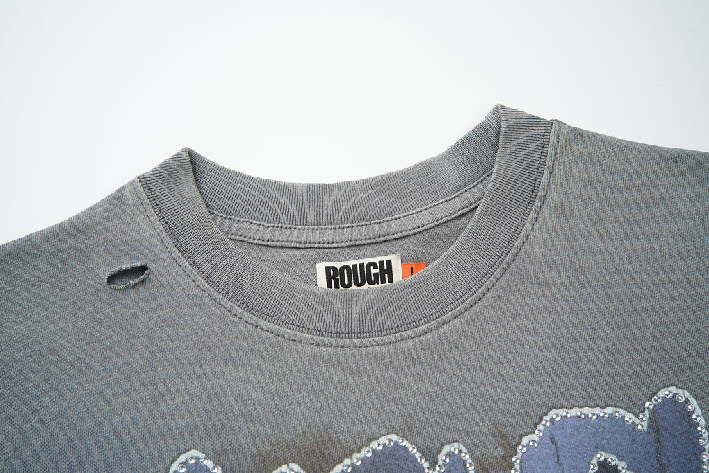 RoughPlay Rock Guitar Musician Graphic Distressed Short‑Sleeve Tee Vintage Rock Streetwear T‑Shirt