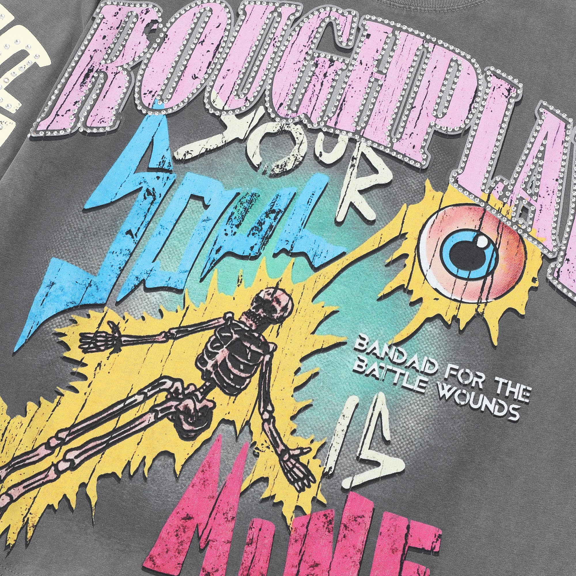 RoughPlay Skeleton Eyeball Graphic Distressed Long Sleeve Tee