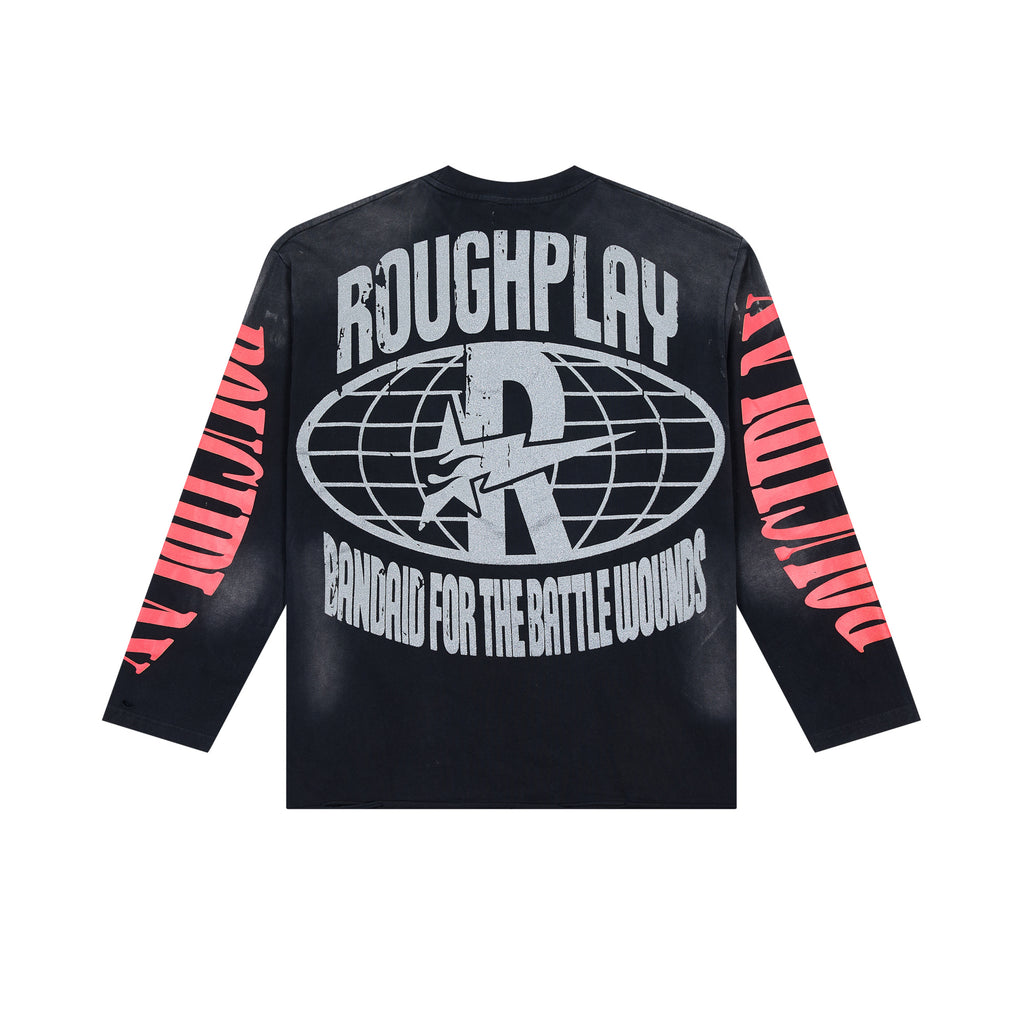 RoughPlay Warning Tape Statue Of Liberty Vintage Distressed Long Sleeve Tee