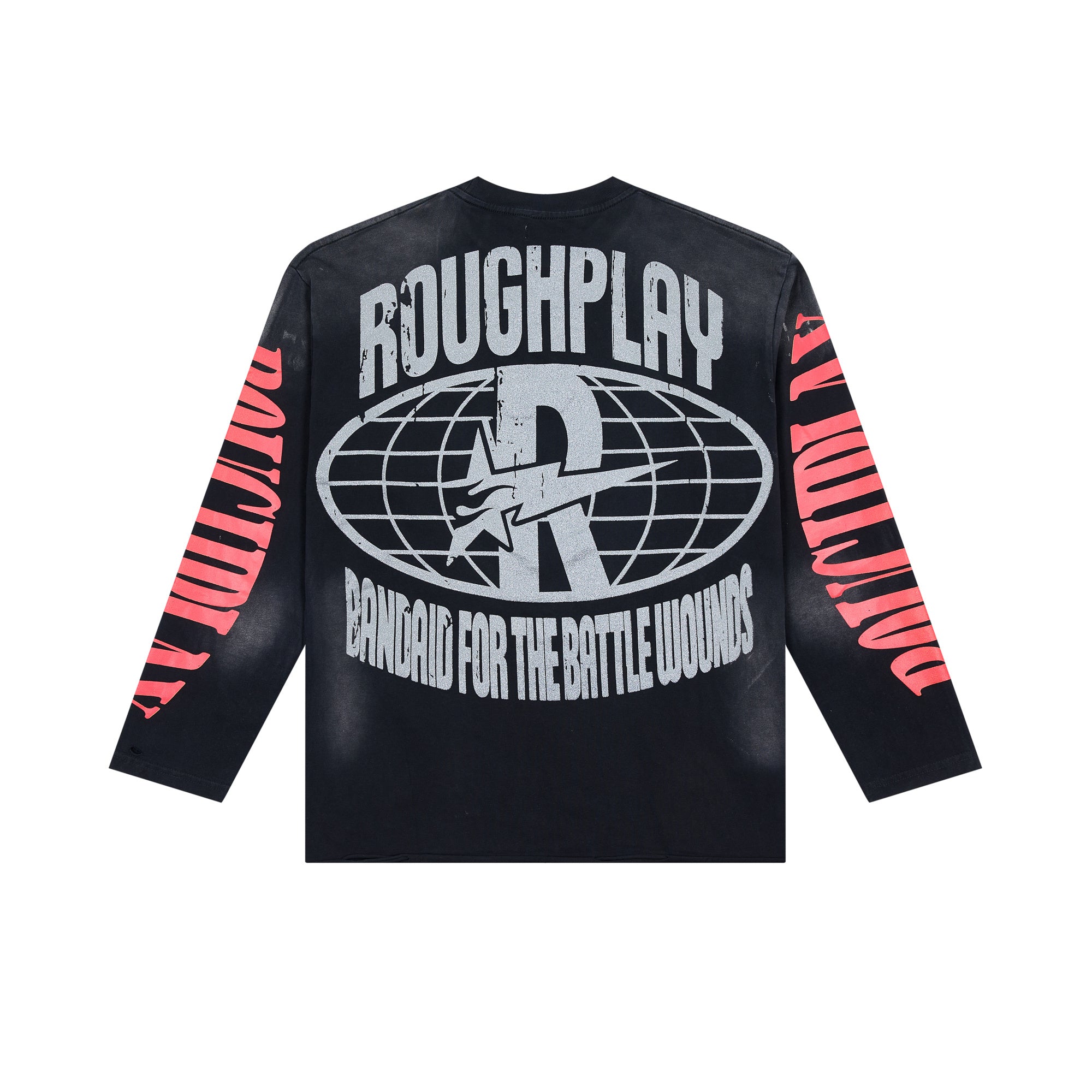 RoughPlay Warning Tape Statue Of Liberty Vintage Distressed Long Sleeve Tee