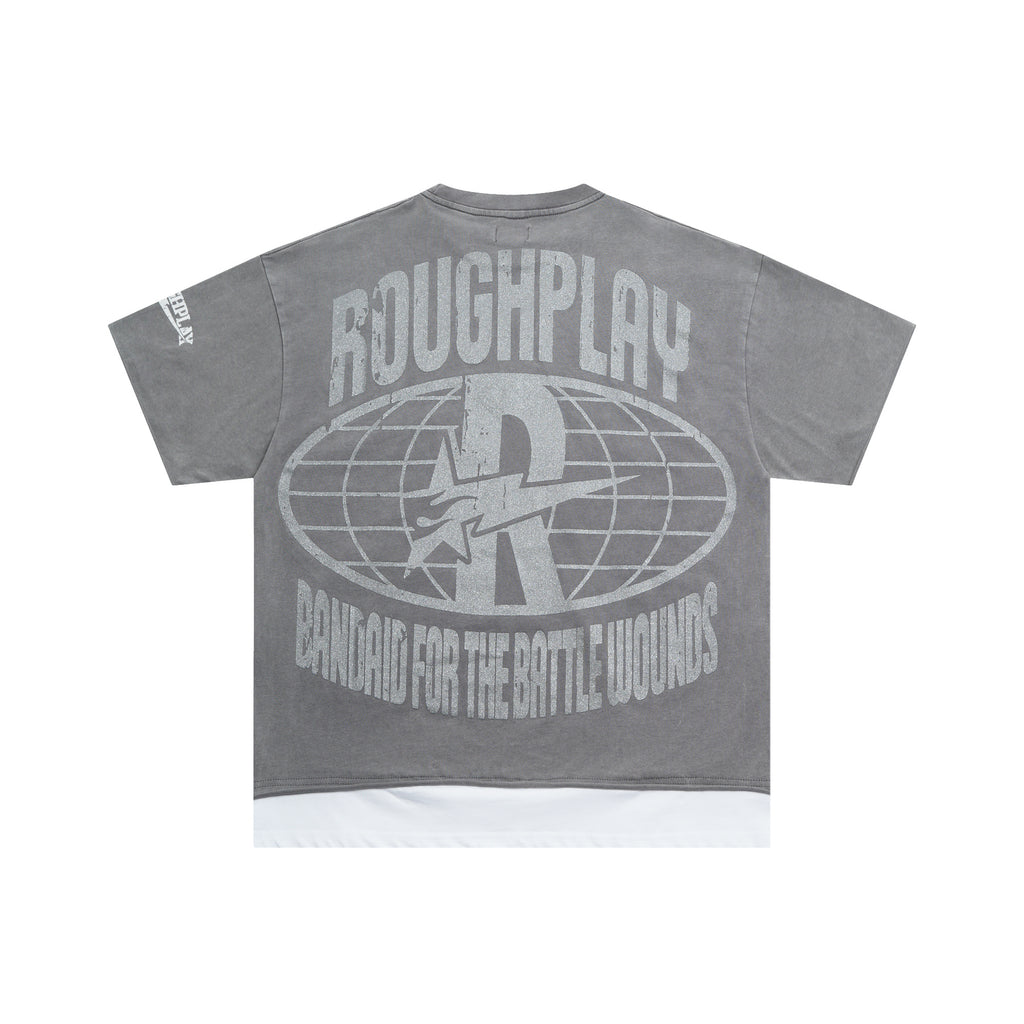 RoughPlay Rockstar Skeleton Graphic Distressed Short‑Sleeve Tee Vintage Streetwear T‑Shirt