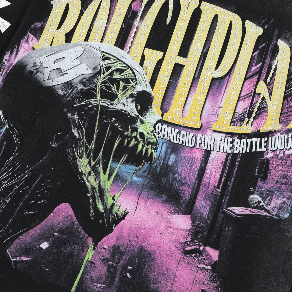 RoughPlay Zombie Skull Graphic Distressed Long Sleeve Tee