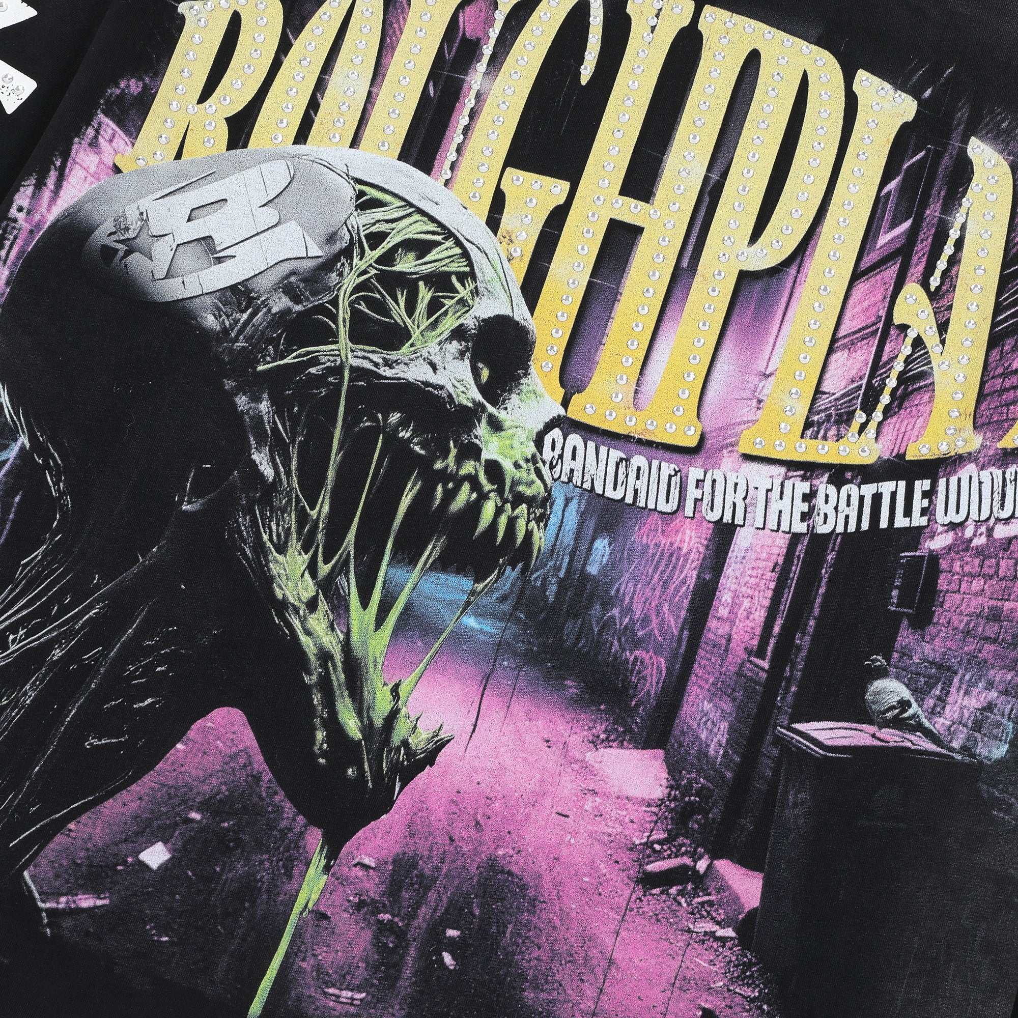 RoughPlay Zombie Skull Graphic Distressed Long Sleeve Tee