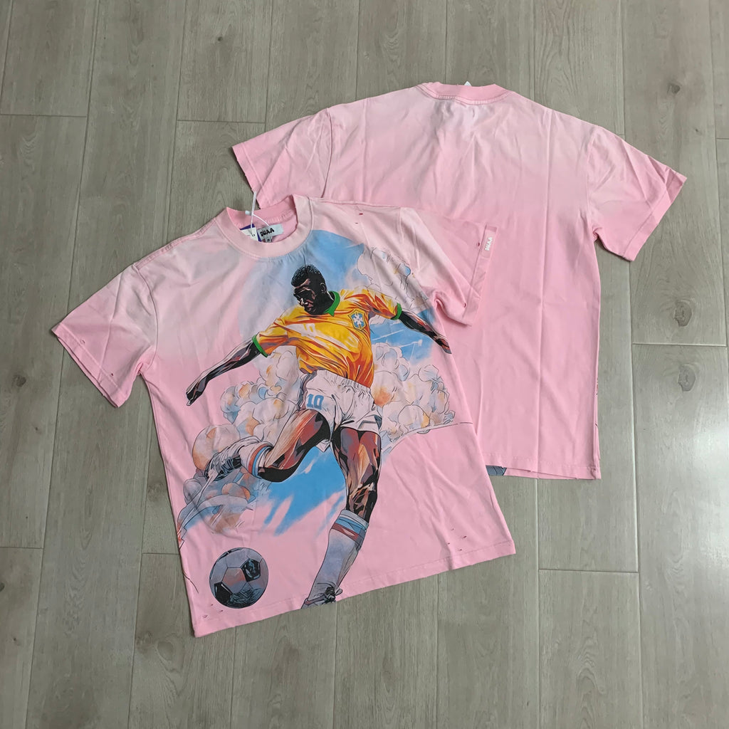 DUAA Vintage Football Player Distressed Graphic T‑Shirt