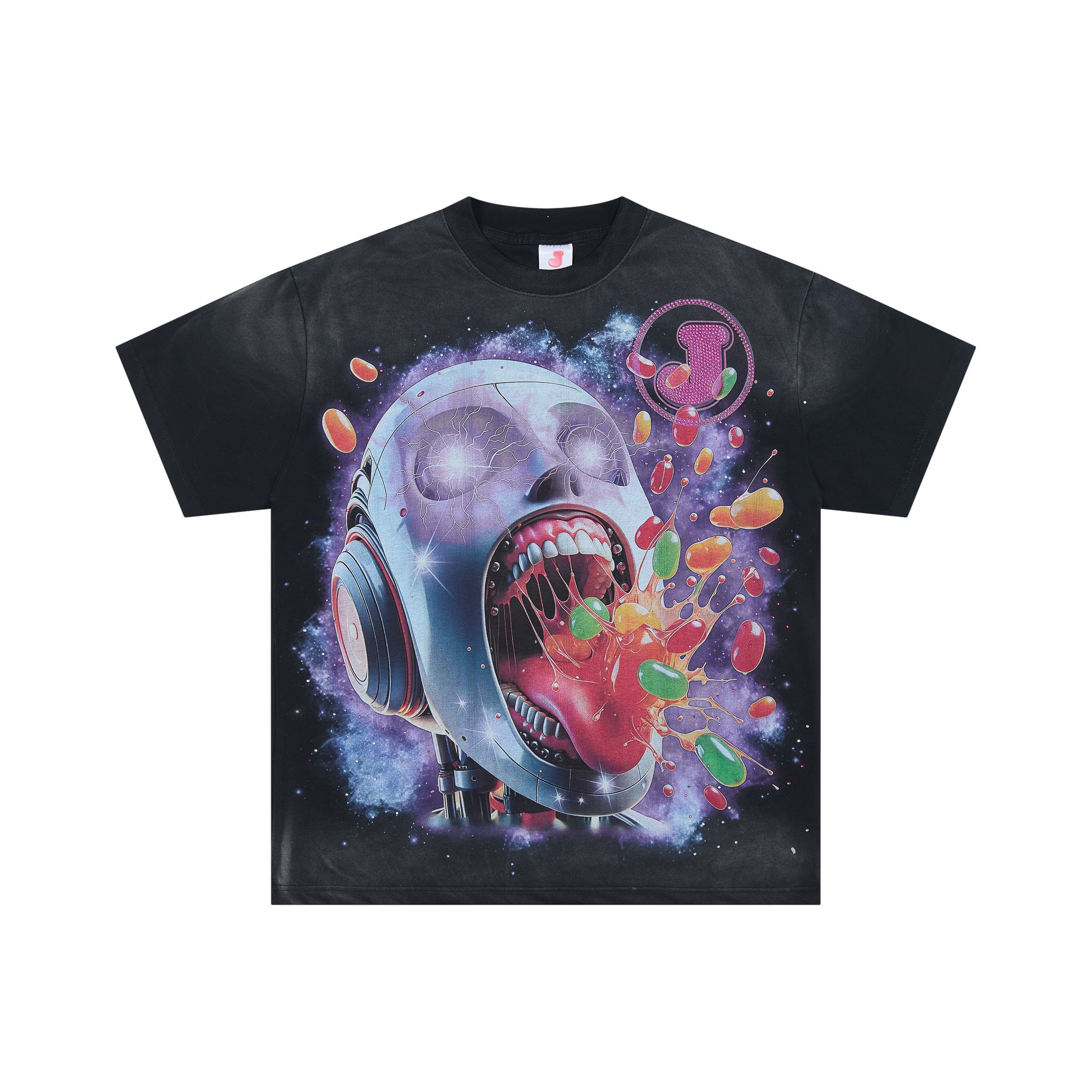 DUAA JELLYBEAN Robot Head Jelly Bean Galaxy Graphic Short Sleeve Tee