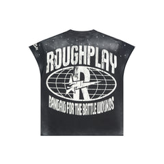 RoughPlay One‑Eyed Monster Graphic Distressed Short‑Sleeve Tee Vintage Streetwear T‑Shirt