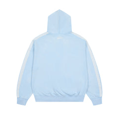 RoughPlay Baby Blue Varsity Stripe Zip‑Up Vintage Hoodie