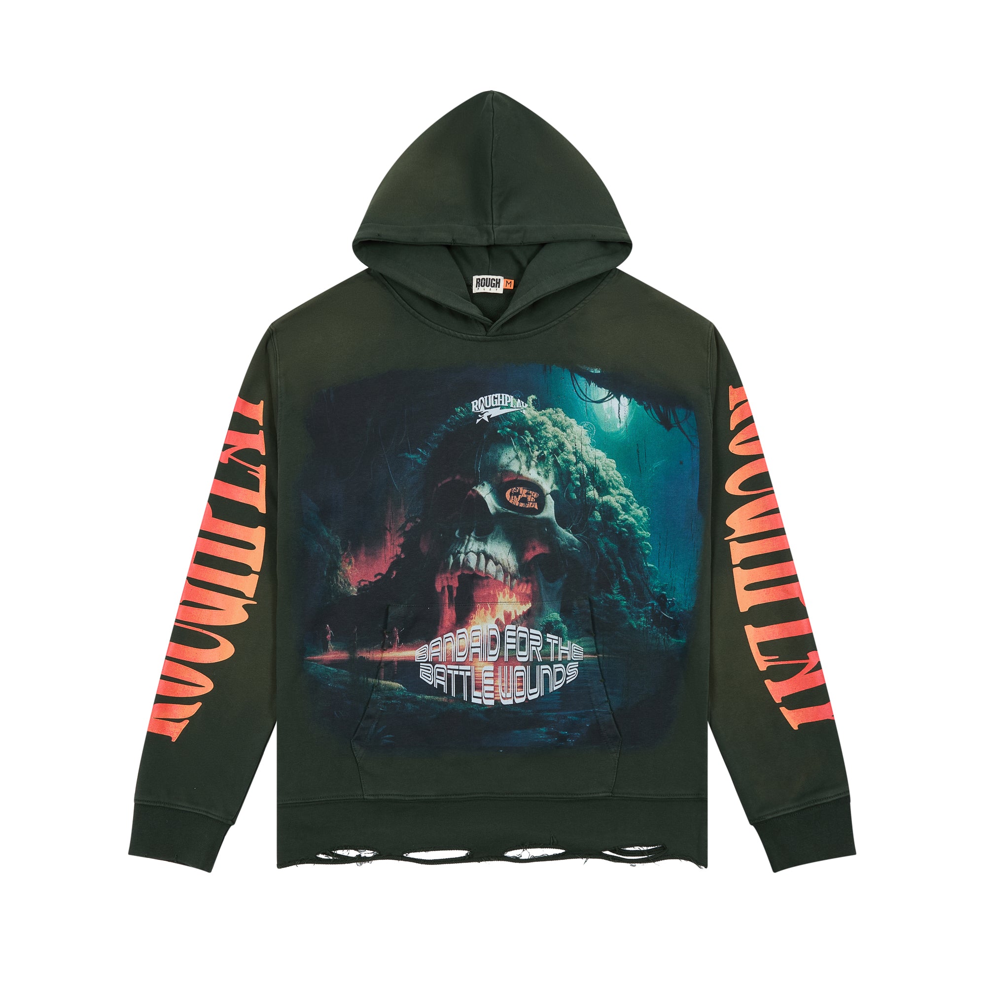 RoughPlay Skull Graphic Distressed Vintage Hoodie