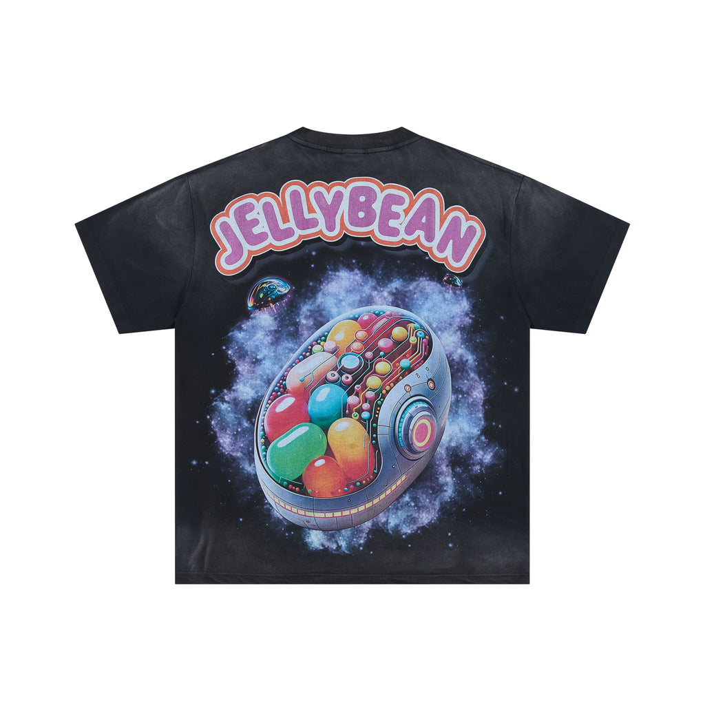 DUAA JELLYBEAN Robot Head Jelly Bean Galaxy Graphic Short Sleeve Tee