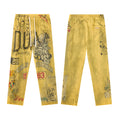Yellow Vintage Sketch Letter Graphic Wide Leg Pants
