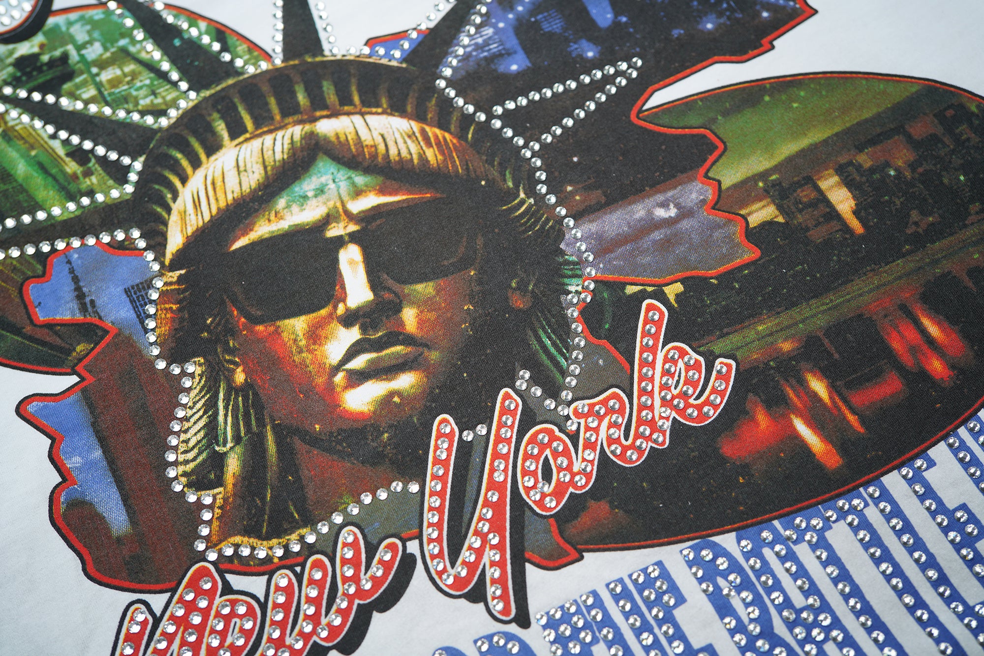 RoughPlay New York Statue Of Liberty Graphic Distressed Short‑Sleeve Tee Vintage Streetwear T‑Shirt