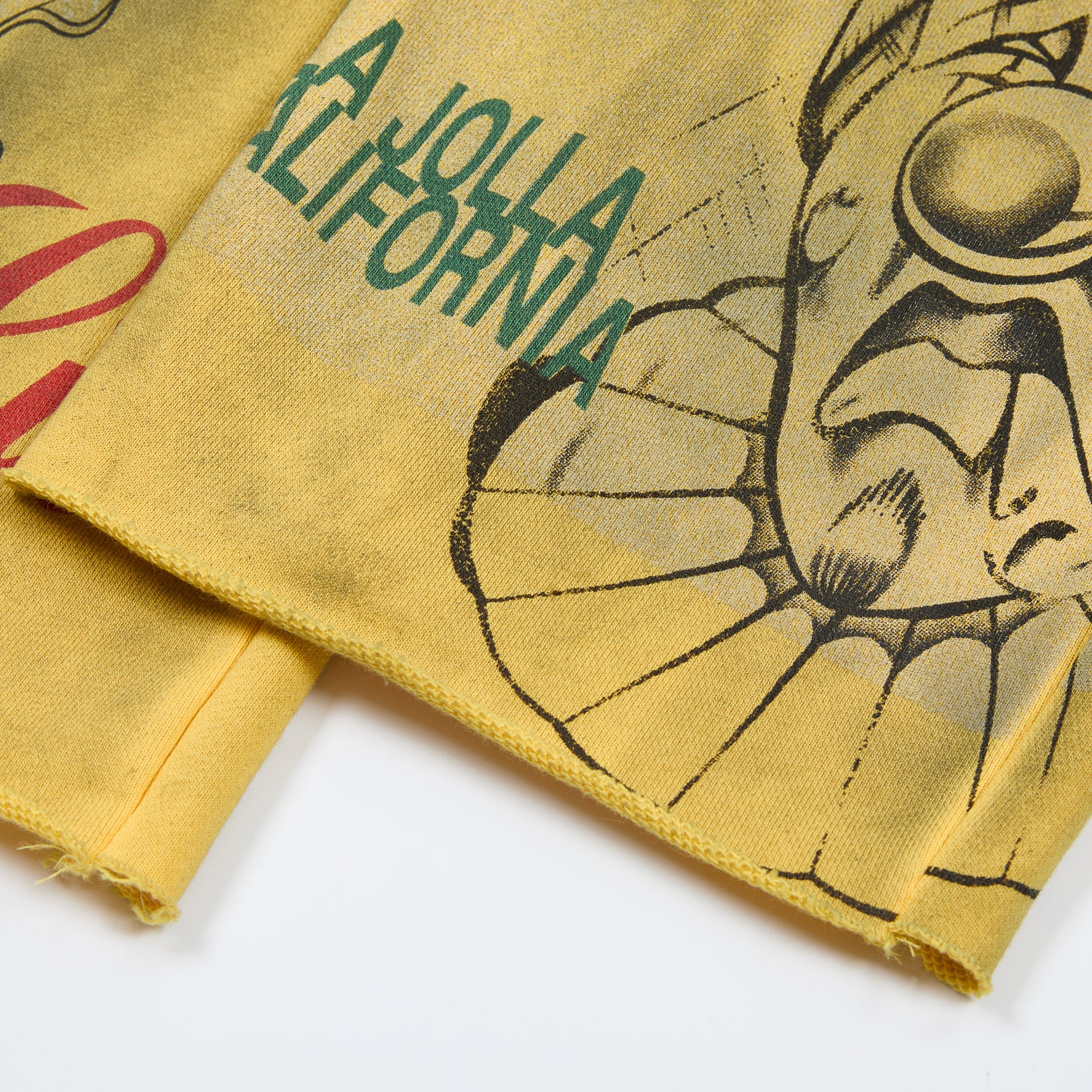 Yellow Vintage Sketch Letter Graphic Wide Leg Pants