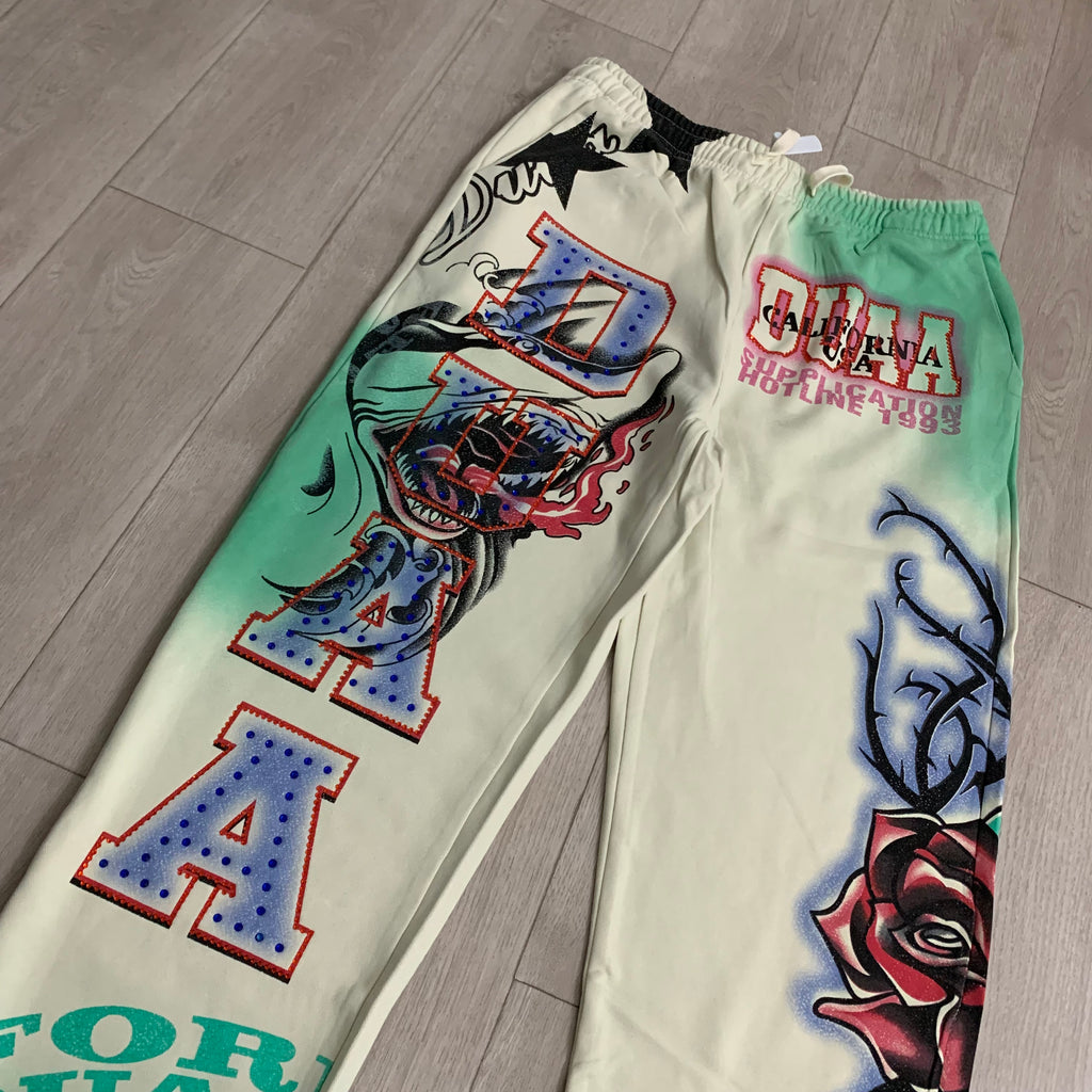 Vare All Day Green Tie‑Dye Graphic Wide Leg Pants