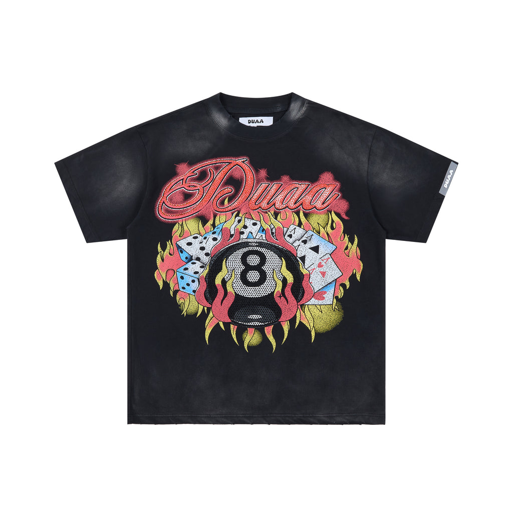 DUAA 8‑Ball Poker Fire Vintage Graphic T‑Shirt