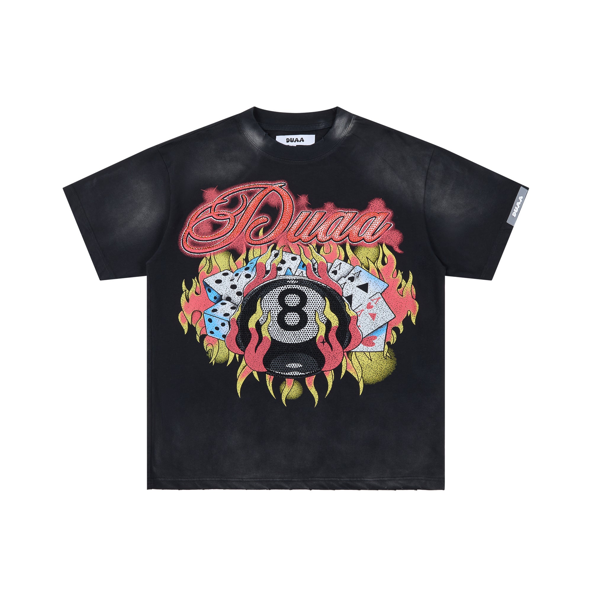 DUAA 8‑Ball Poker Fire Vintage Graphic T‑Shirt
