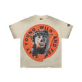 RoughPlay Stay Young Wild And Free Skull Portrait Graphic Distressed Short‑Sleeve Tee Vintage Streetwear T‑Shirt