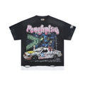 RoughPlay Street Car Graphic Distressed Short‑Sleeve Tee Vintage Streetwear T‑Shirt