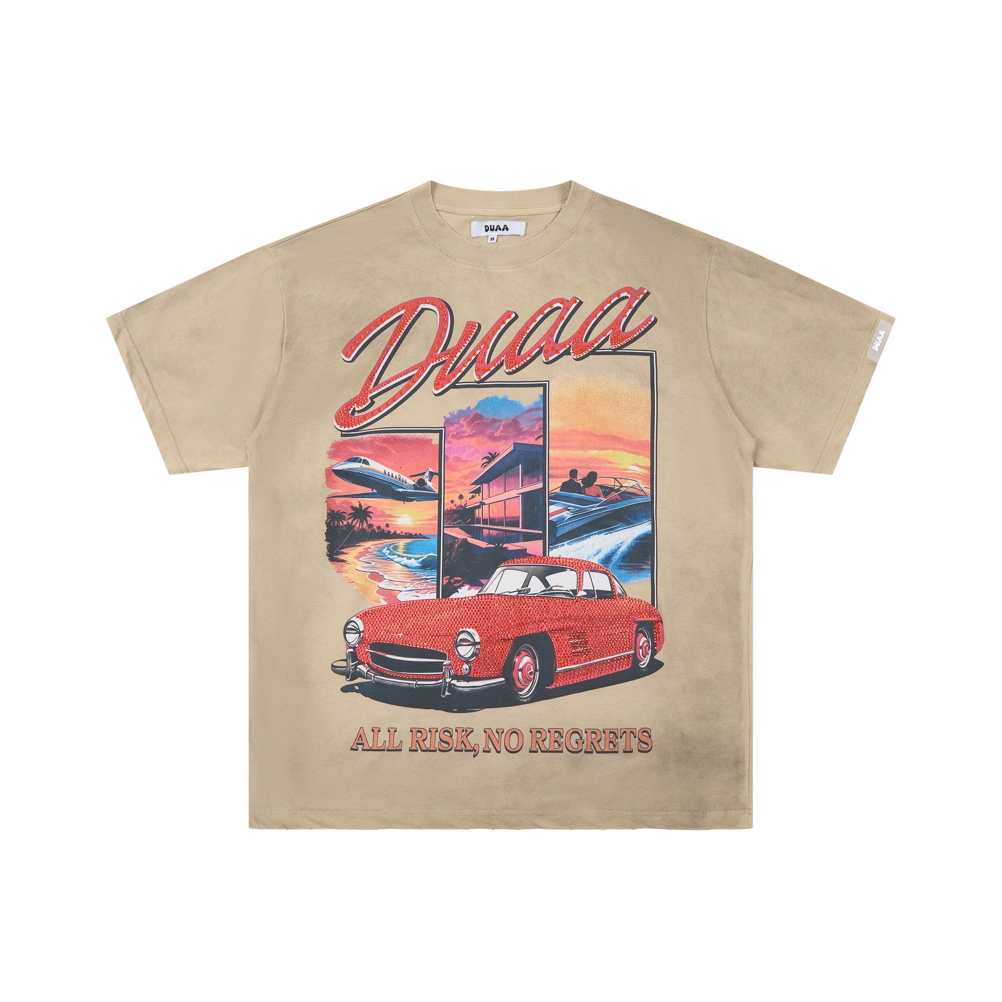 DUAA All Risk No Regrets Vintage Classic Car Graphic T‑Shirt