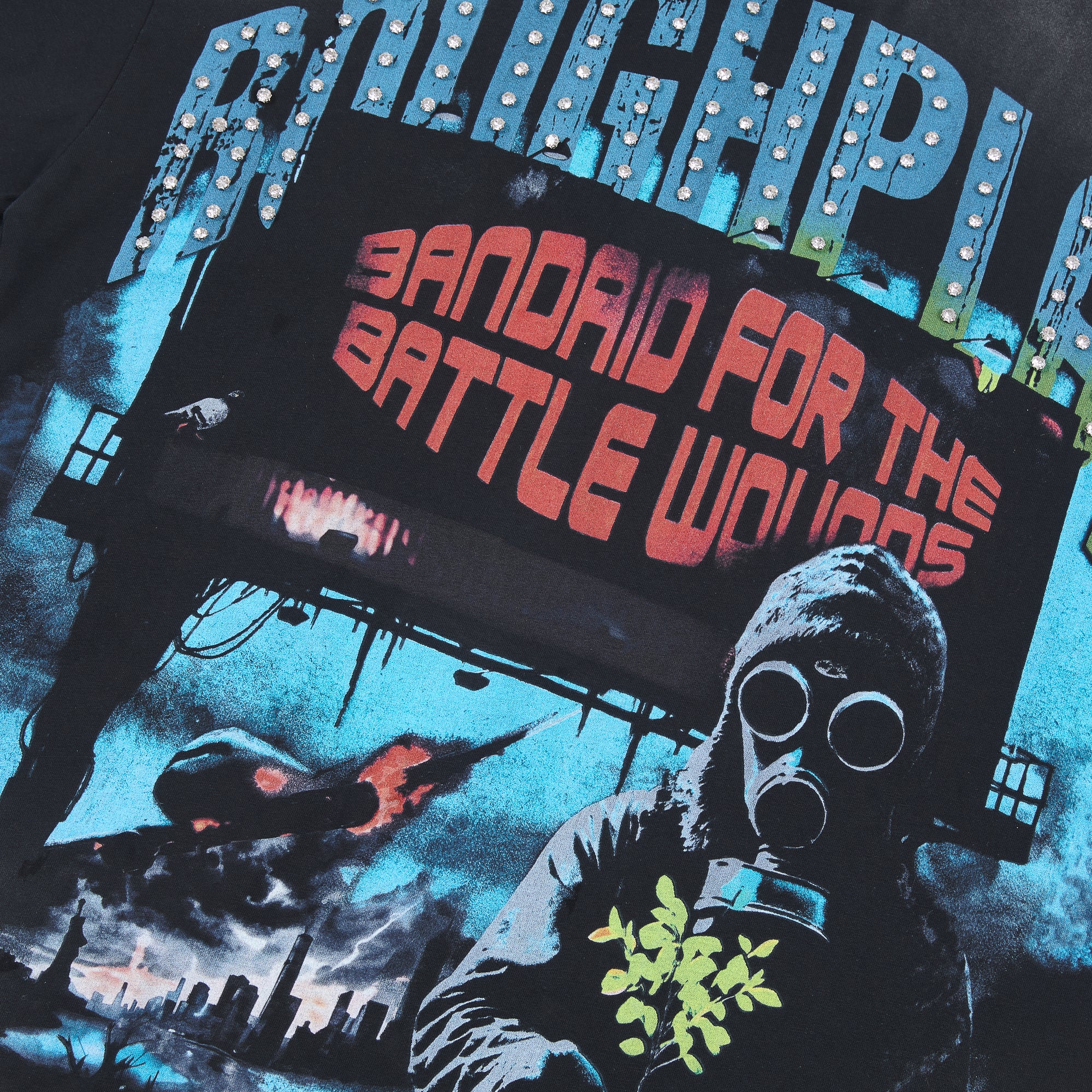 RoughPlay Gas Mask Figure Graphic Distressed Tee