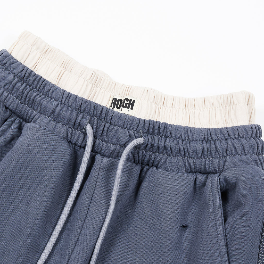 RoughPlay Dark Grey Side Stripe Green Letter Straight Leg Sweatpants