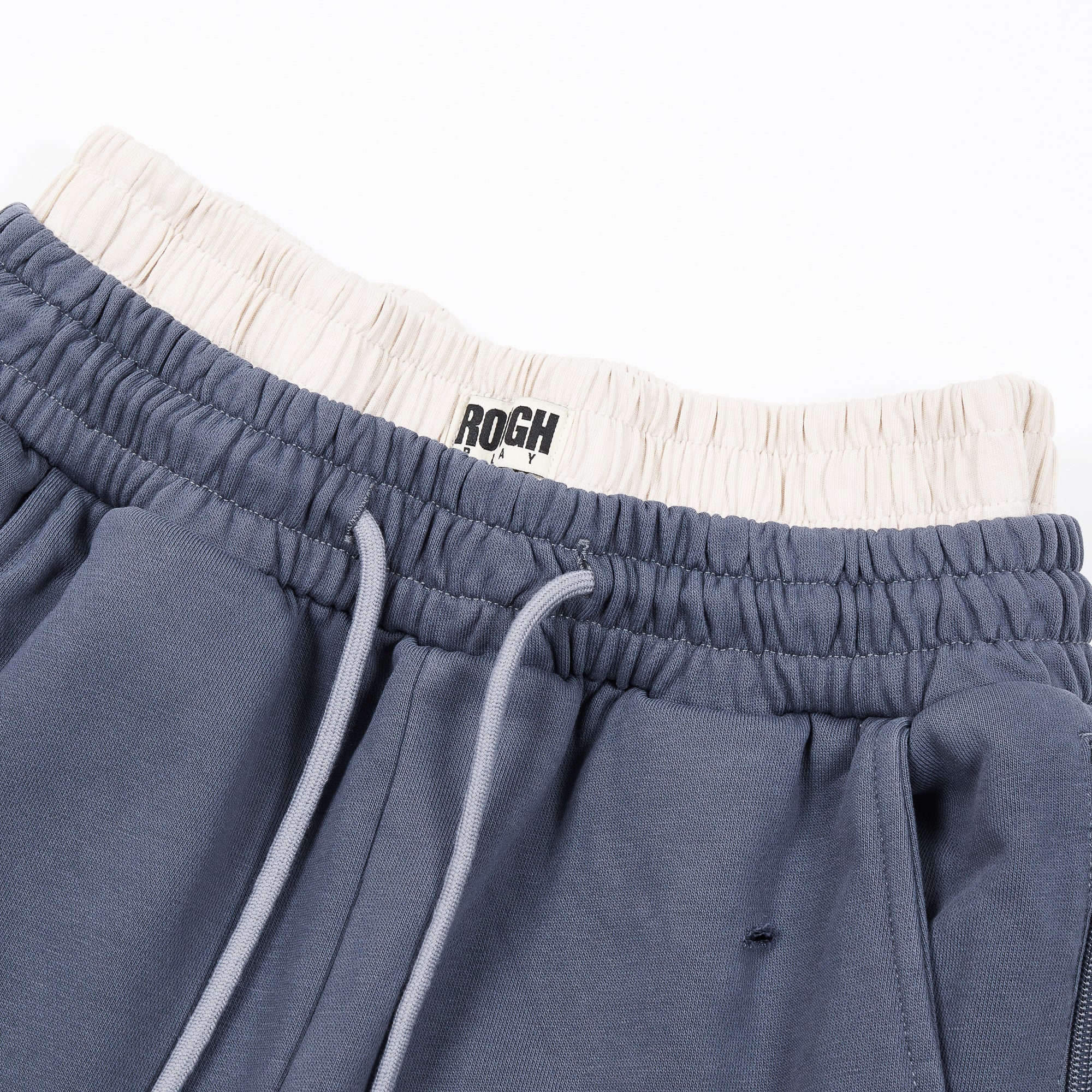 RoughPlay Dark Grey Side Stripe Green Letter Straight Leg Sweatpants