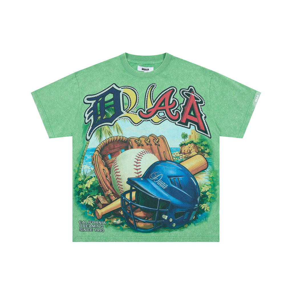 DUAA Baseball Tropical Scenery Graphic Short Sleeve Tee