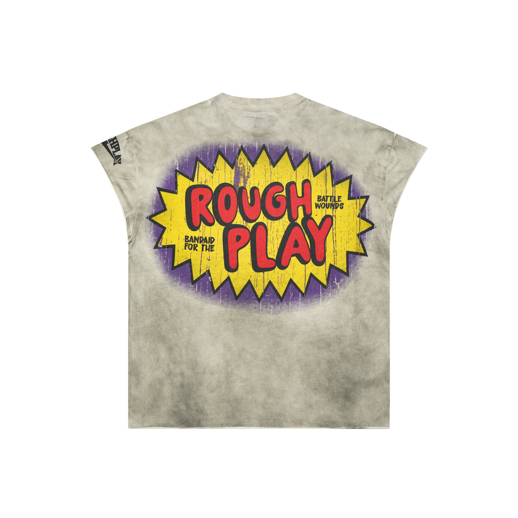 RoughPlay Cartoon Comic Graphic Distressed Sleeveless Tee Vintage Streetwear Tank Top