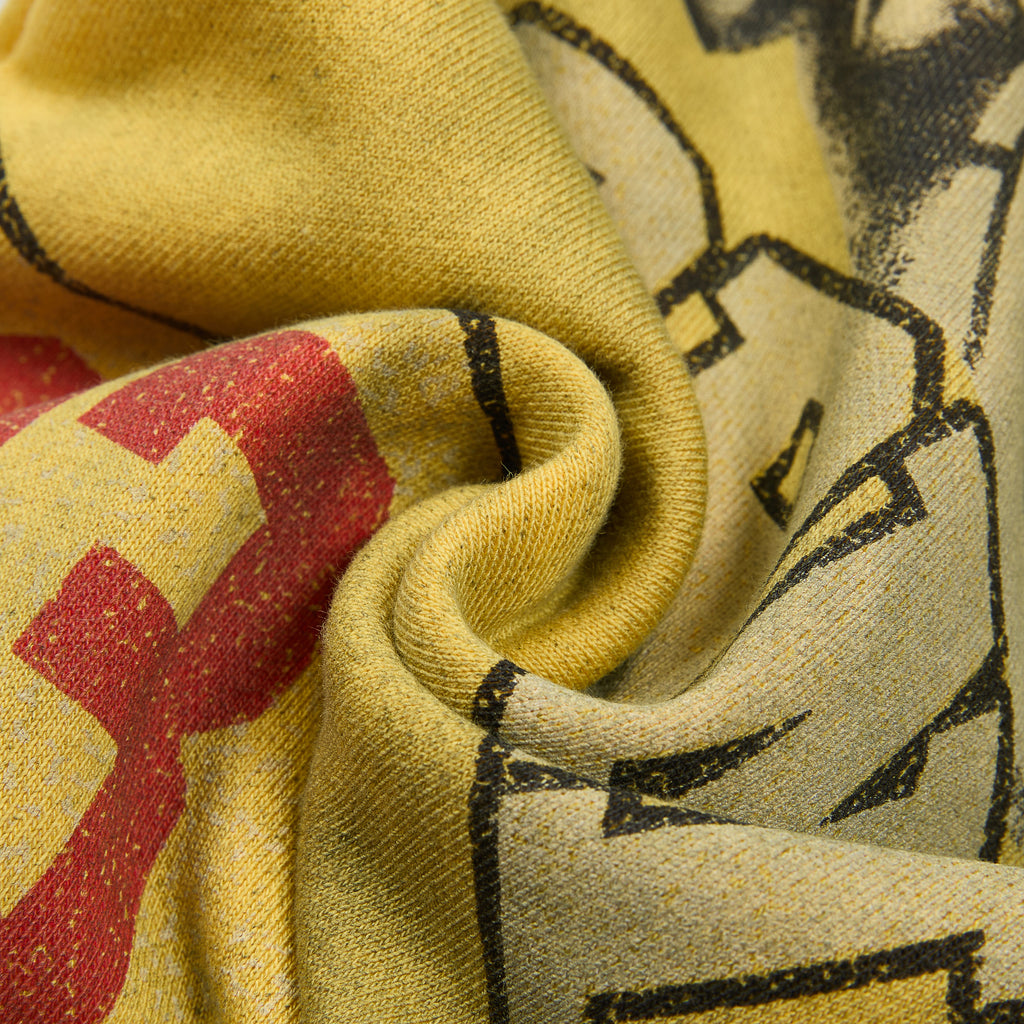 Yellow Vintage Sketch Letter Graphic Wide Leg Pants
