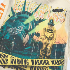 RoughPlay Warning Tape Statue Of Liberty Off‑White Vintage Distressed Long Sleeve Tee