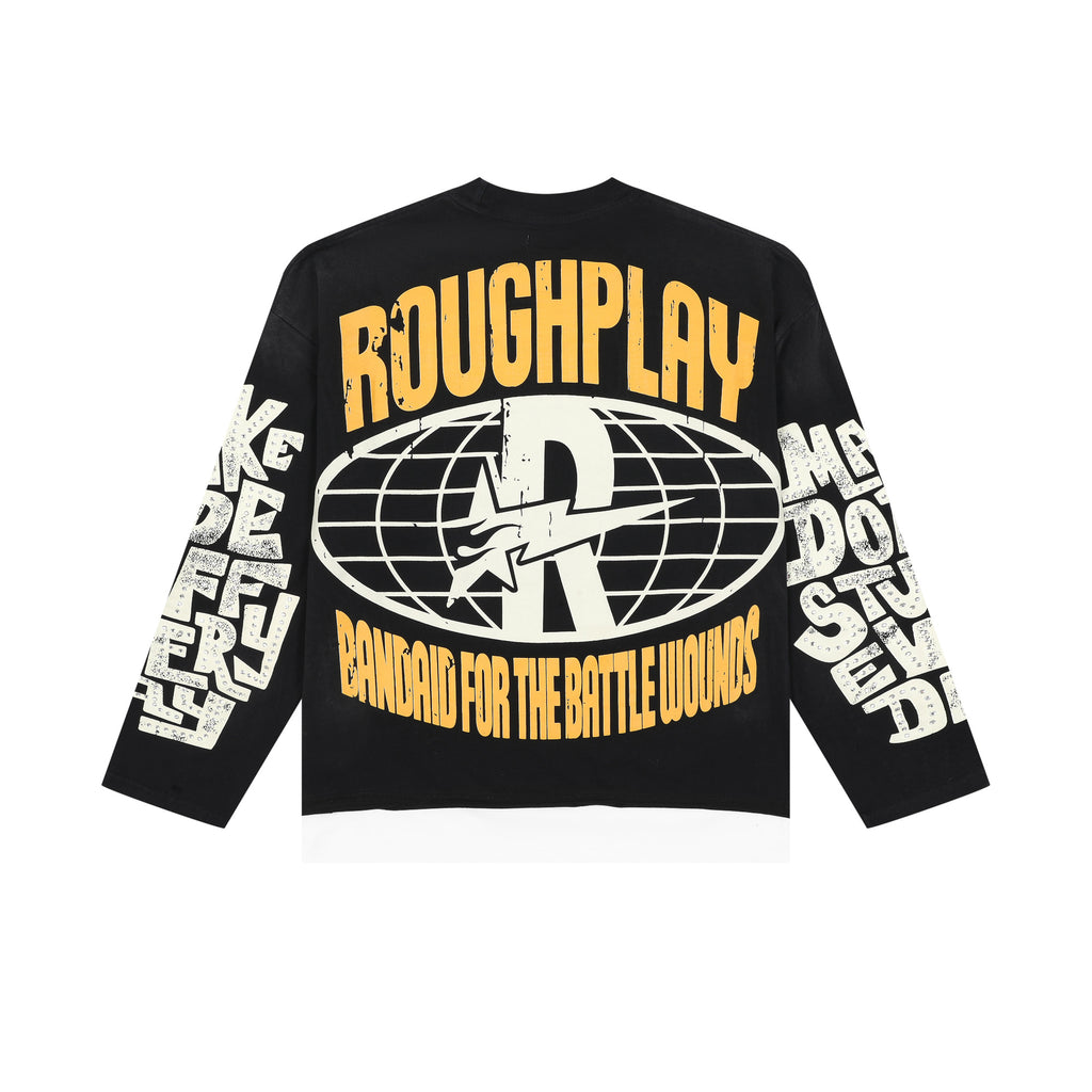 RoughPlay Psychedelic Skeleton Eyeball Distressed Long Sleeve Tee