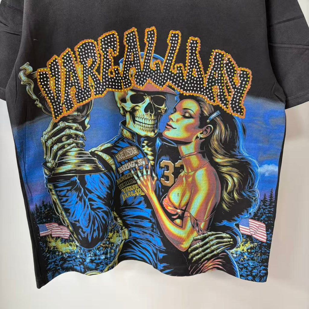 Varecallay Skull Cowboy Western Cropped T‑Shirt