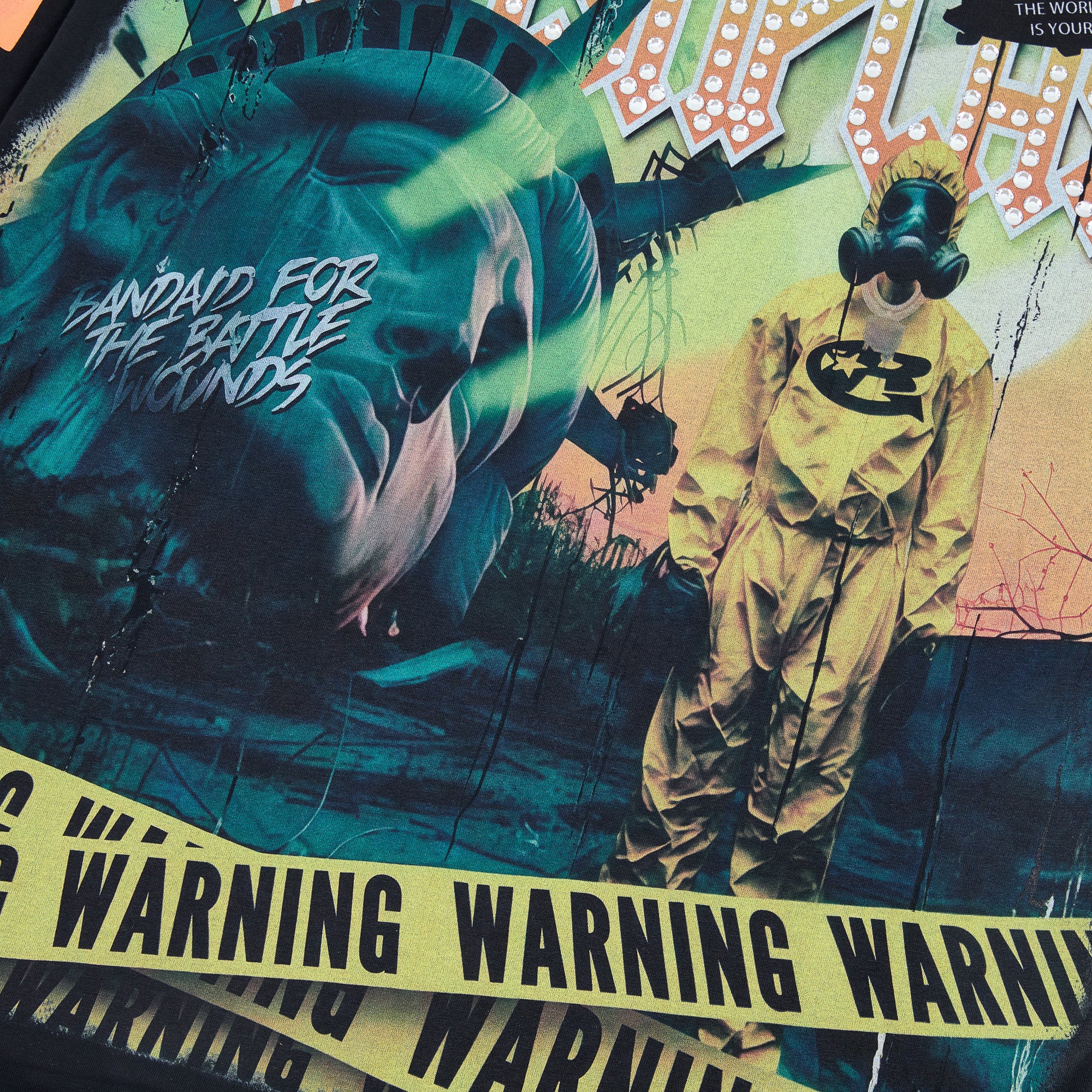 RoughPlay Warning Tape Statue Of Liberty Vintage Distressed Long Sleeve Tee