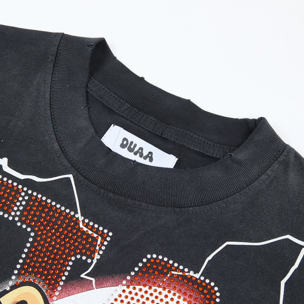 DUAA Boxing Bulldog Lightning Vintage Graphic Oversized T‑Shirt
