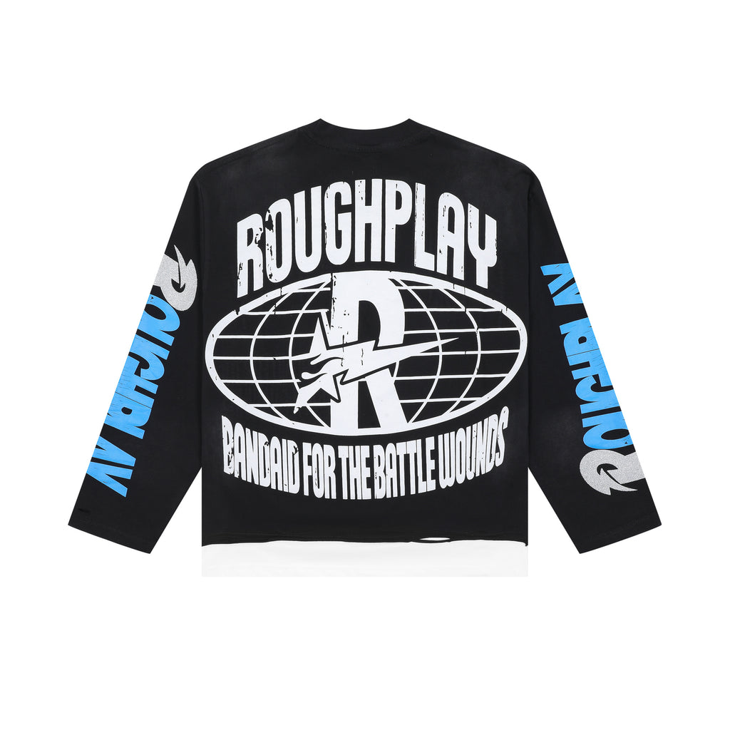 RoughPlay Cosmic Skeleton Graphic Distressed Long Sleeve Tee