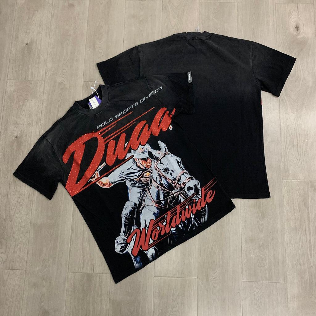 DUAA Worldwide Cowboy Horse Rider Vintage Washed Graphic T‑Shirt