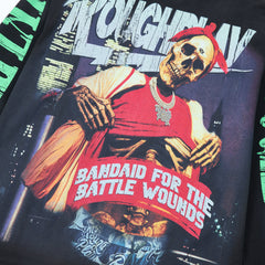 RoughPlay Skeleton Hip‑Hop Vintage Distressed Long Sleeve Tee