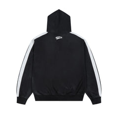 RoughPlay Varsity Letter Stripe Zip‑Up Vintage Hoodie