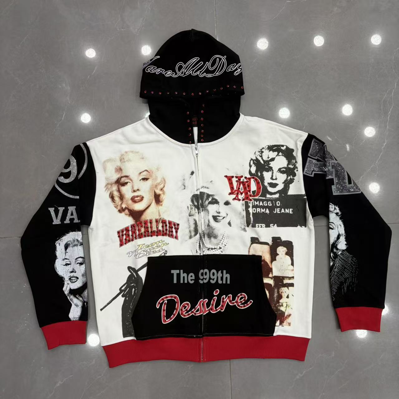 Vareallday Marilyn Monroe Collage Zip Up Hoodie