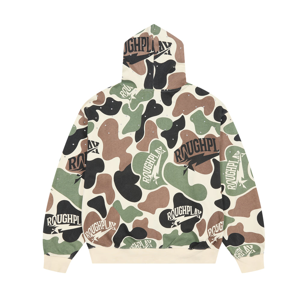 RoughPlay Camo Print Zip‑Up Vintage Hoodie