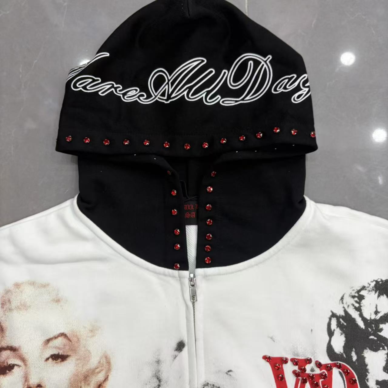 Vareallday Marilyn Monroe Collage Zip Up Hoodie